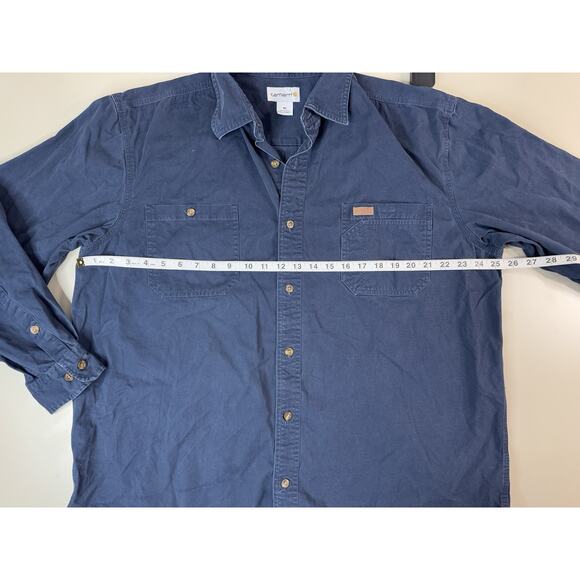 Carhartt Men's Original Fit Button Up Long Sleeve Shirt XL Navy 100091 Workwear - Picture 7 of 12